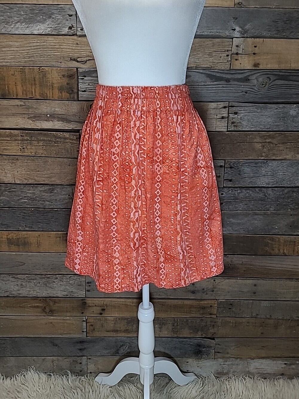 Go Fish Batik Skirt XS Bohemian Beach Island Tribal Natural Coral